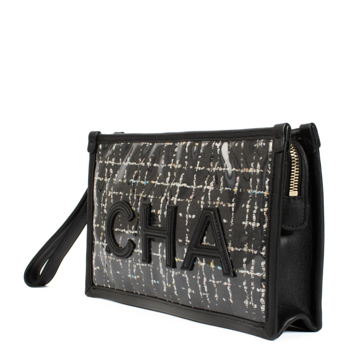 Chanel Zwart Tweed PVC Polstasje