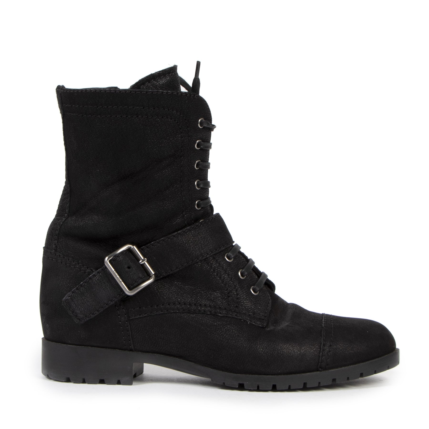 Authentieke Tweedehands Miu Miu Black Leather Boots - Size 39 juiste prijs veilig online shoppen luxe merken webshop winkelen Antwerpen België mode fashion