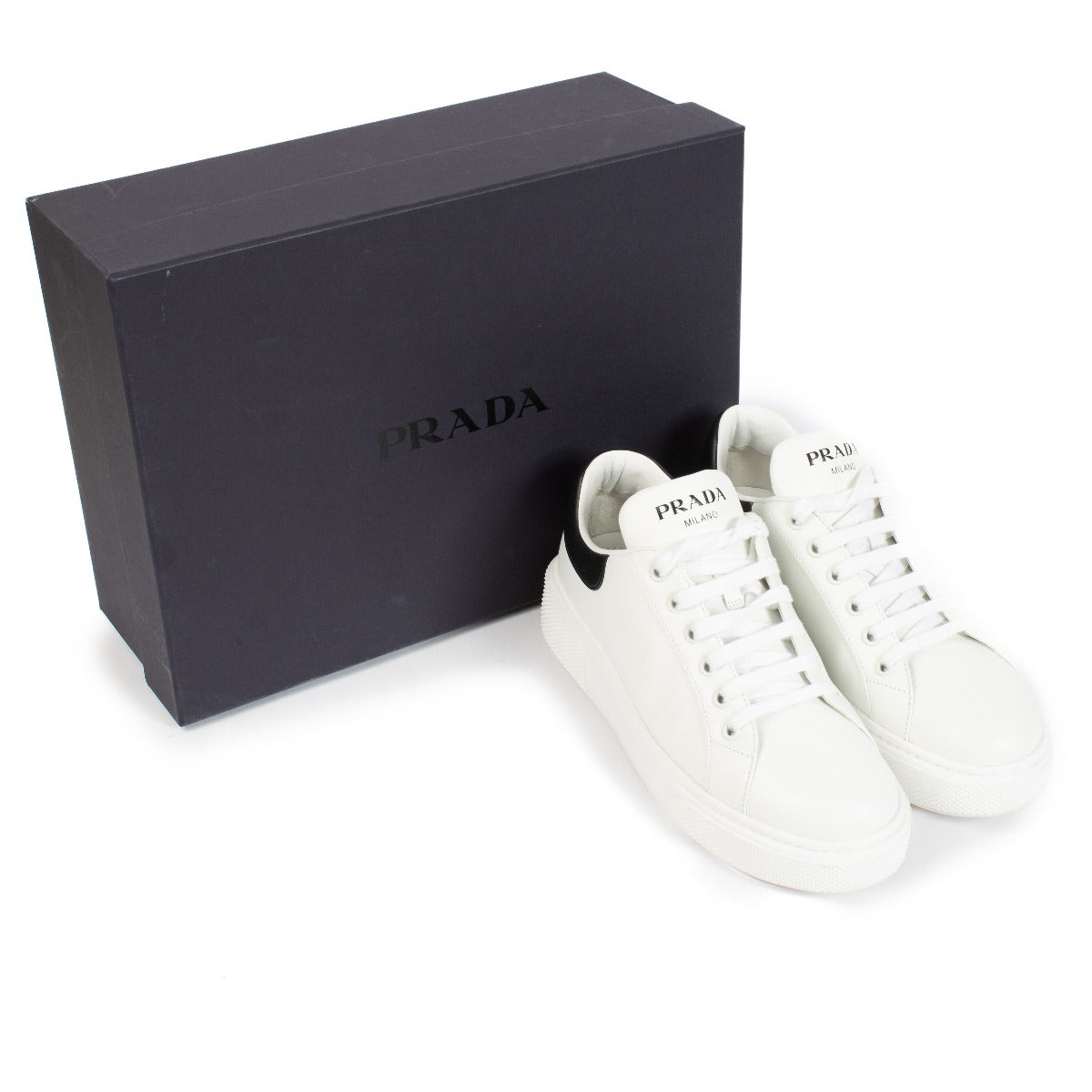 Baskets Prada blanches à logo - Taille 38,5