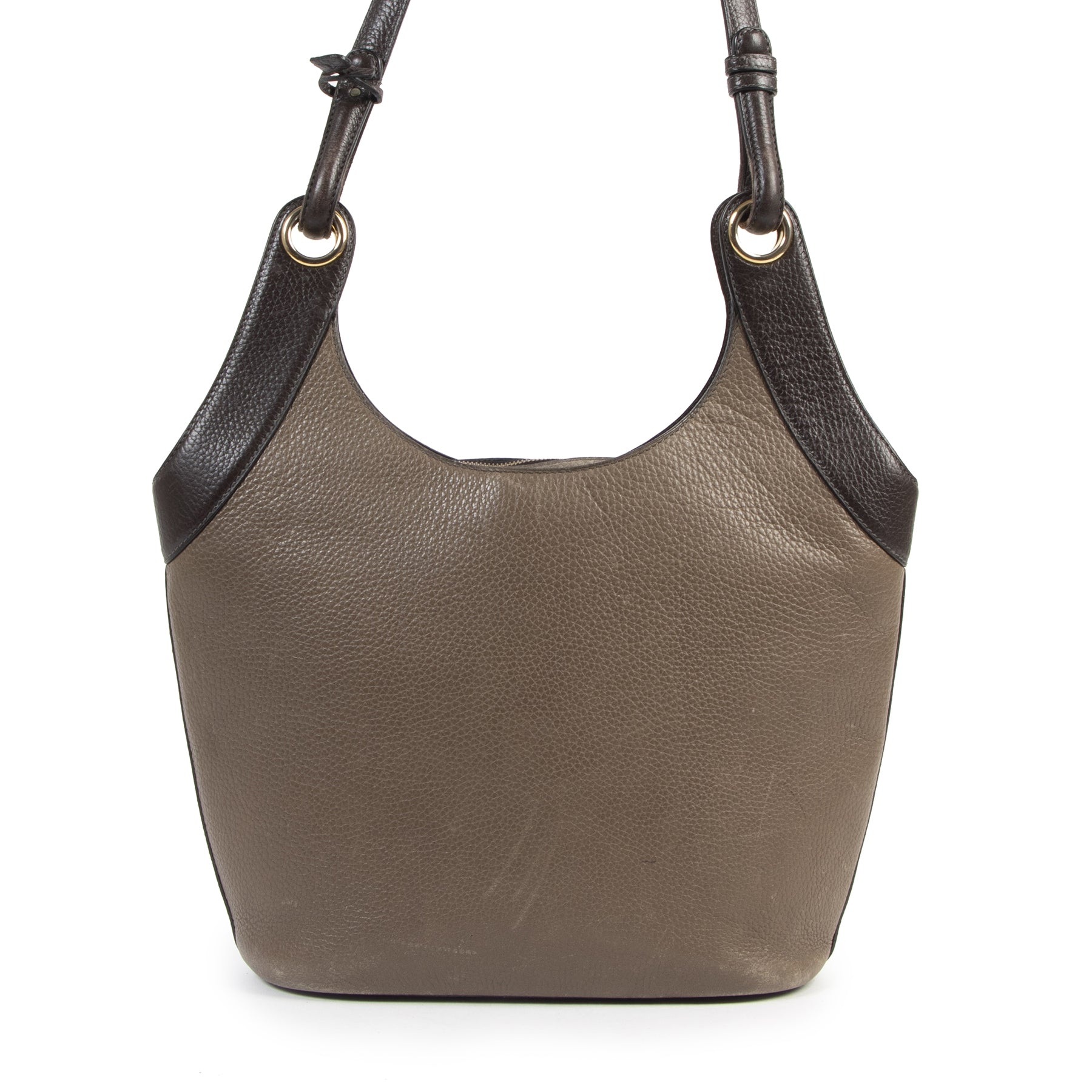 Authentic secondhand Delvaux Taupe Leather Shoulder Bag designer bags fashion luxury vintage webshop safe secure online shopping