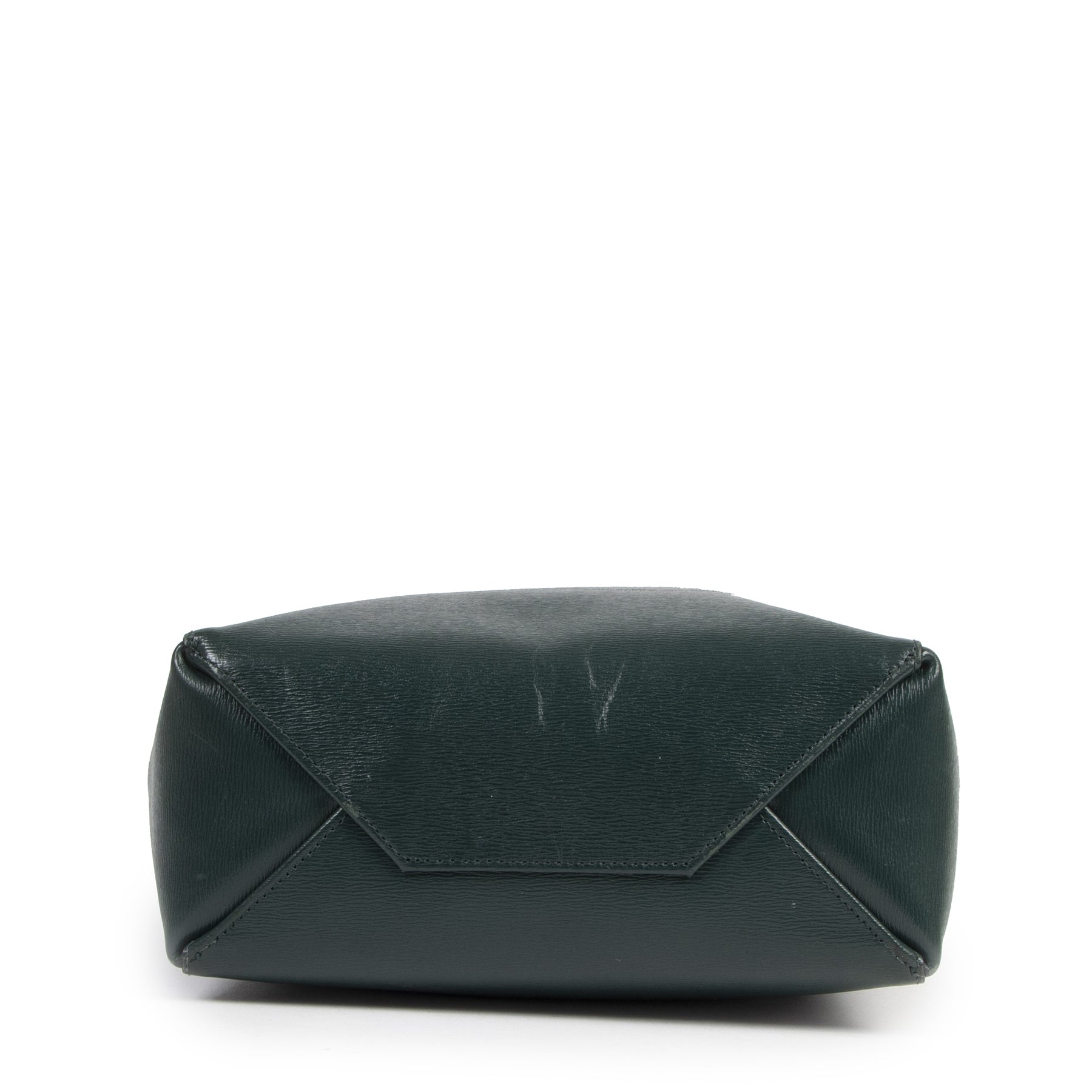 Authentieke tweedehands vintage Céline Small Green Vertical Cabas Bag koop online webshop LabelLOV