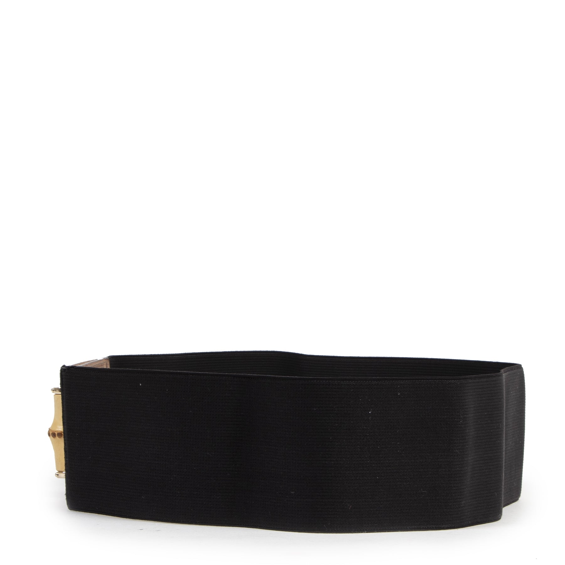 Authentieke Tweedehands Gucci Black Bamboo Lock Buckle Stretch Waist Belt - Size 80 juiste prijs veilig online shoppen luxe merken webshop winkelen Antwerpen België mode fashion