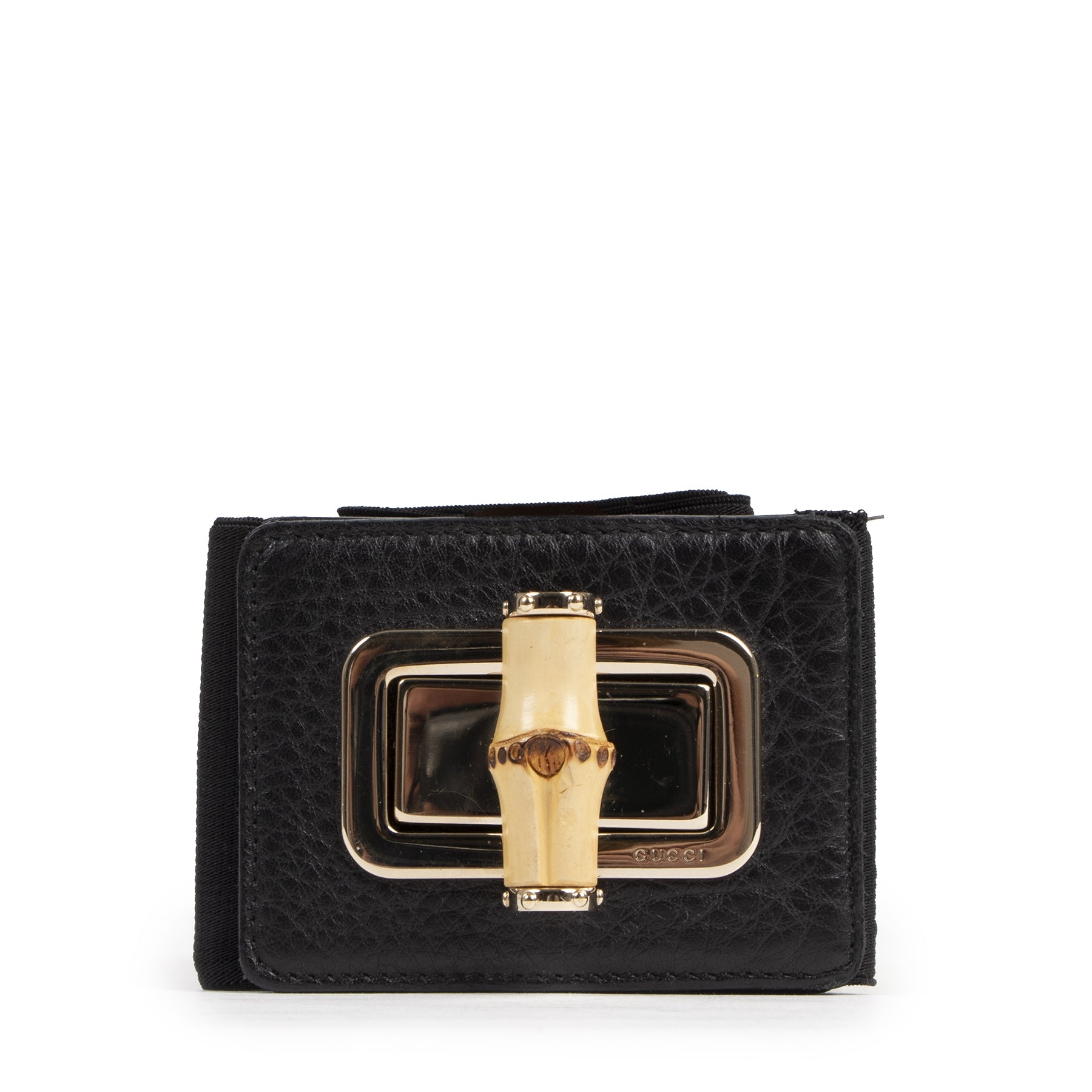 Authentieke Tweedehands Gucci Black Bamboo Lock Buckle Stretch Waist Belt - Size 80 juiste prijs veilig online shoppen luxe merken webshop winkelen Antwerpen België mode fashion