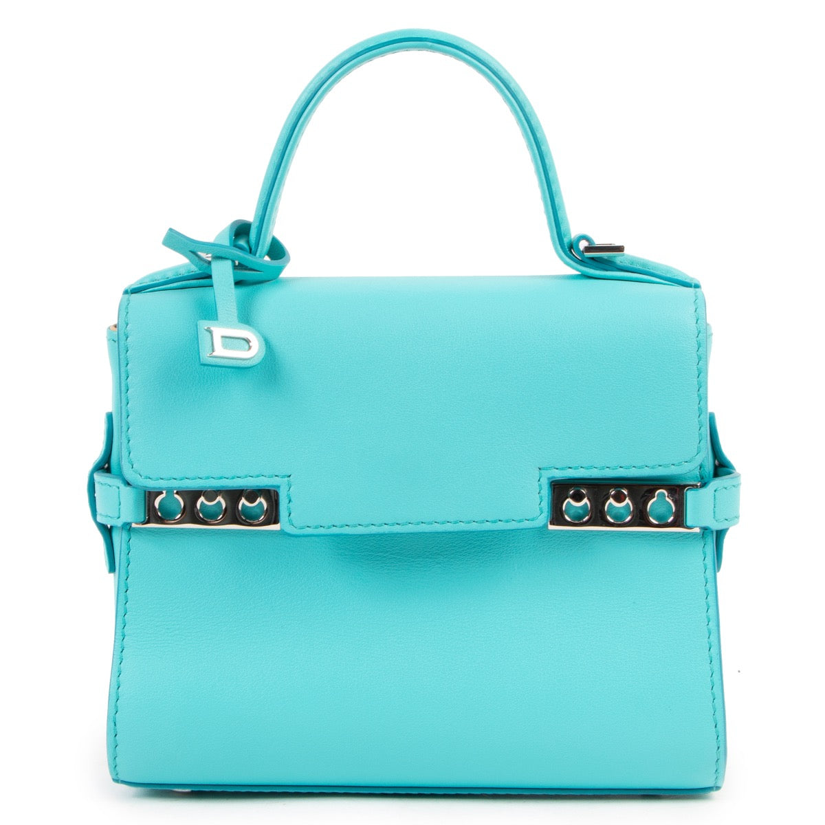 Buy online an authentic second hand Delvaux turquoise Tempête micro crossbody bag in very good condition at Labellov in Antwerp.