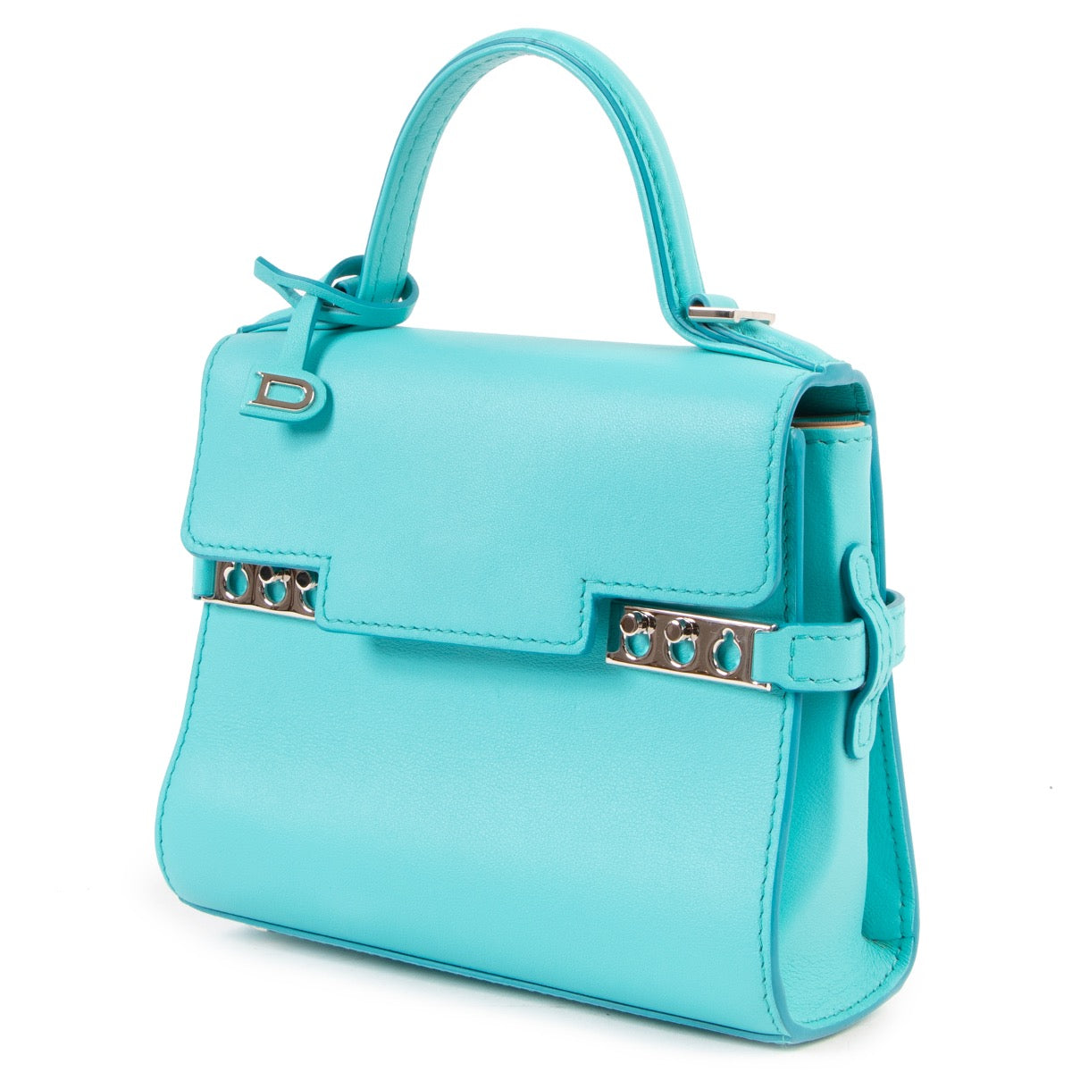 Buy online an authentic second hand Delvaux turquoise Tempête micro crossbody bag in very good condition at Labellov in Antwerp.