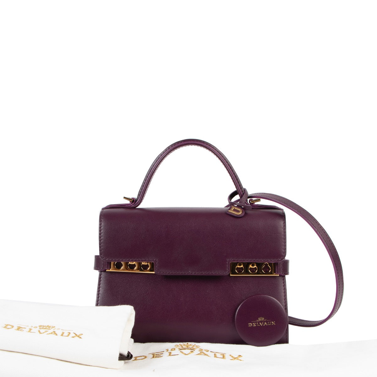 Buy online an authentic second hand Delvaux purple Tempête mini crossbody bag in good condition at Labellov in Antwerp.