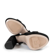 Miu Miu Black Suede Crystal Embellished Platform Sandals