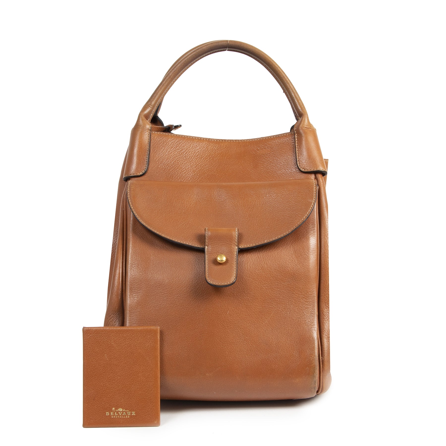 Authentic secondhand Delvaux Camel Leather Bucket Bag designer bags luxury vintage webshop fashion safe secure online shopping