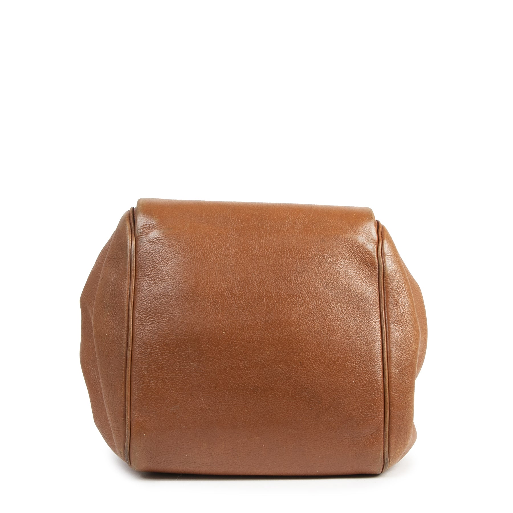 Authentic secondhand Delvaux Camel Leather Bucket Bag designer bags luxury vintage webshop fashion safe secure online shopping
