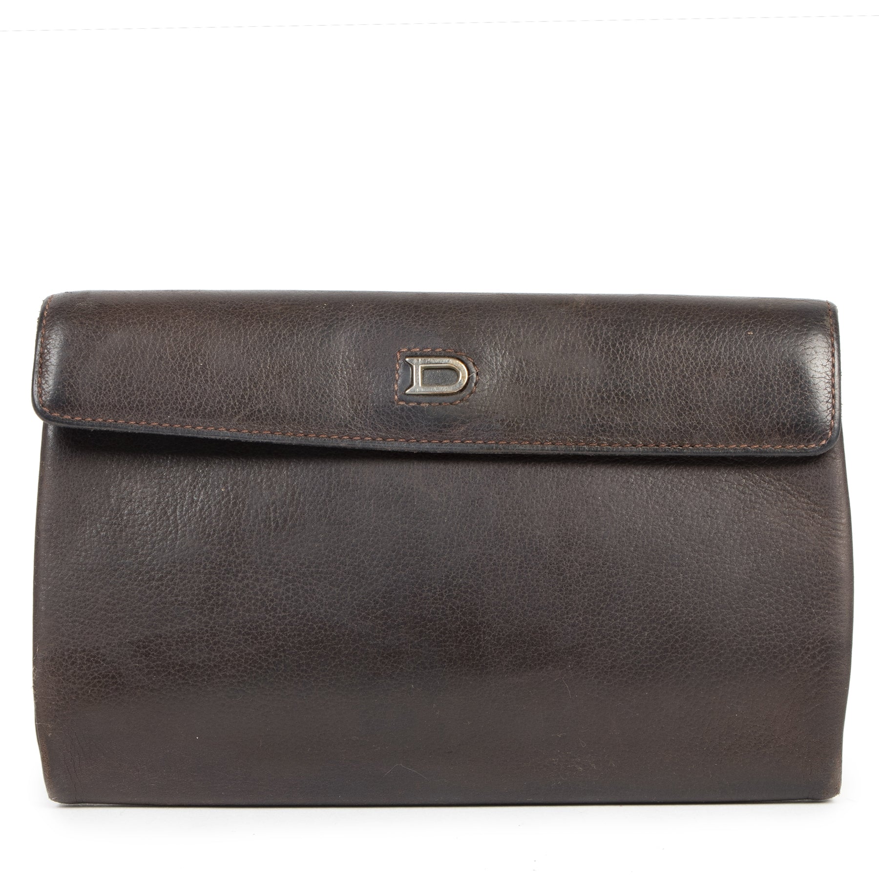 Authentic secondhand Delvaux Brown Leather Wallet Pouch designer bags luxury vintage webshop fashion safe secure online shopping