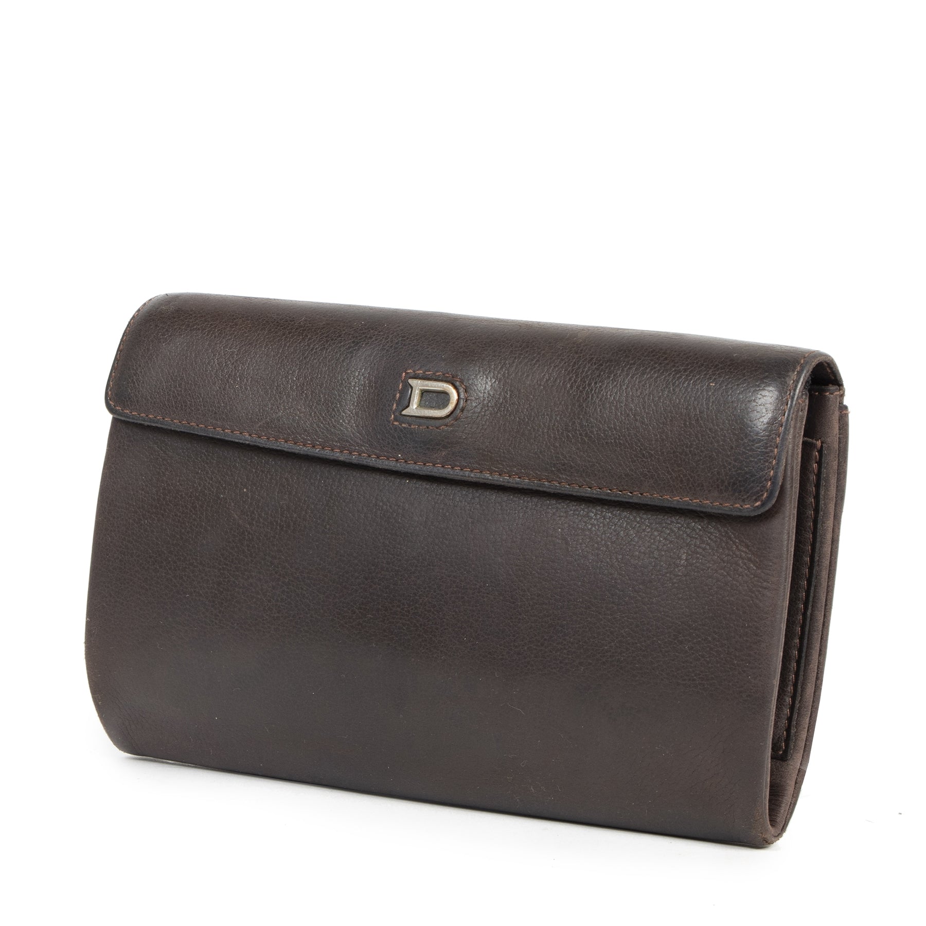 Authentic secondhand Delvaux Brown Leather Wallet Pouch designer bags luxury vintage webshop fashion safe secure online shopping