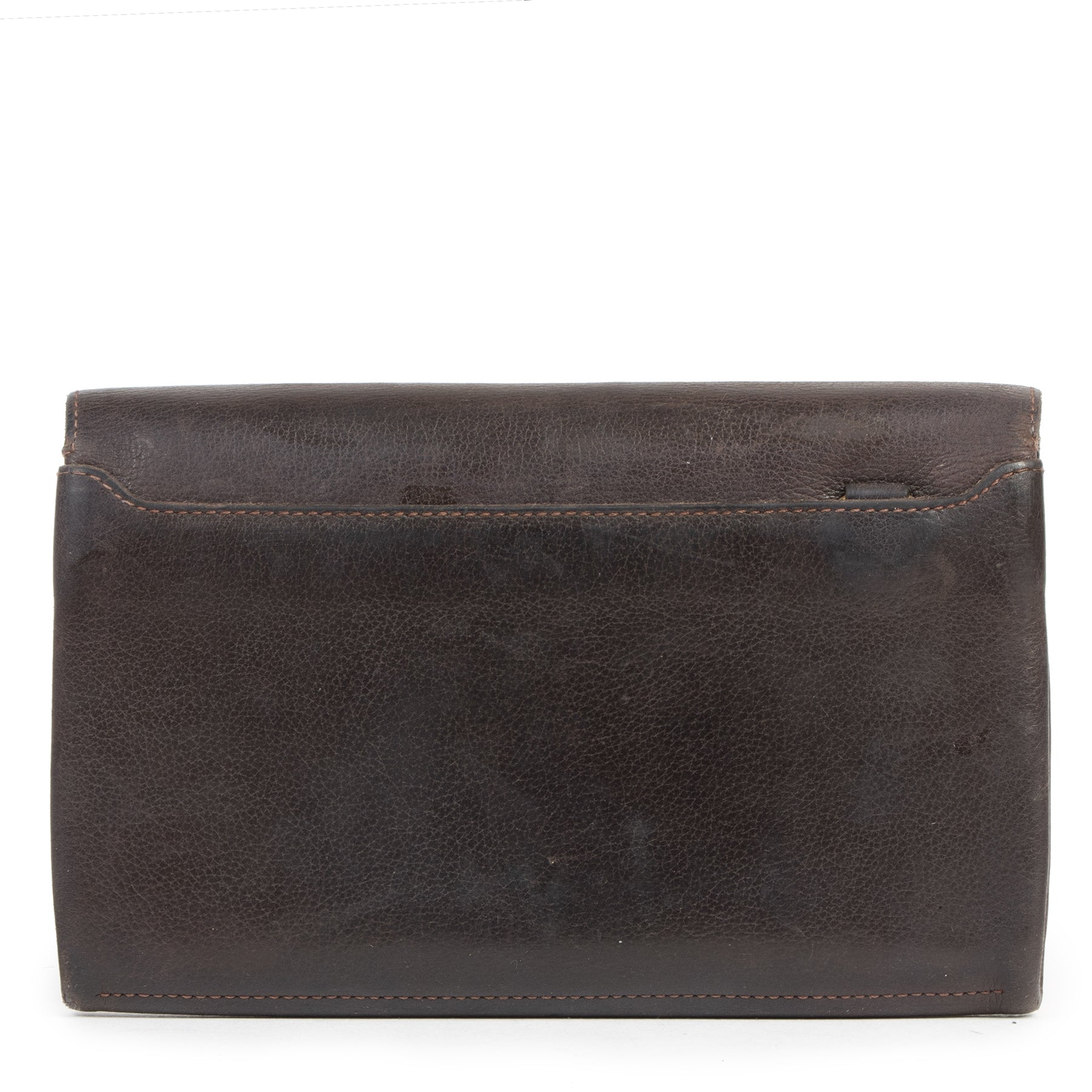 Authentic secondhand Delvaux Brown Leather Wallet Pouch designer bags luxury vintage webshop fashion safe secure online shopping