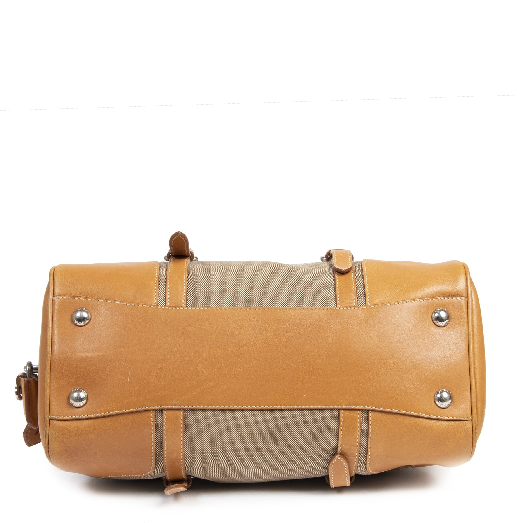 Authentic secondhand Prada Jacquard Canvas Logo Shoulder Bag designer bags fashion luxury vintage webshop safe secure online shopping