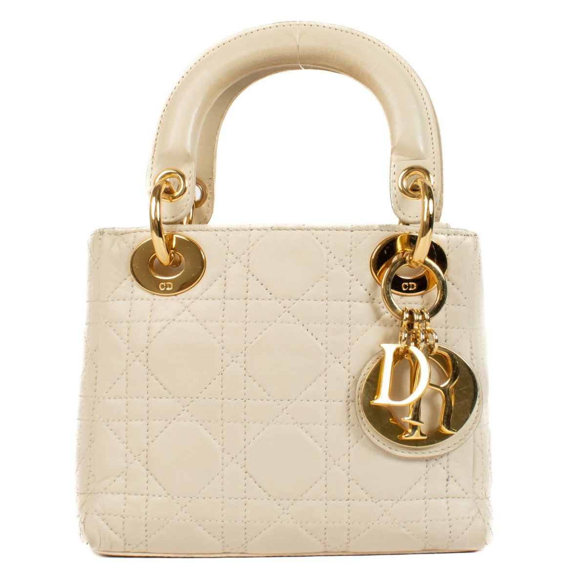 Shop 100% authentic Christian Dior Cream Lambskin Cannage Mini Lady Dior Bag at Labellov.com.