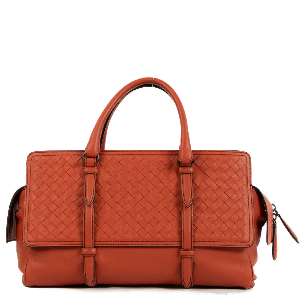 Shop a 100% authentic Bottega Veneta Orange Intrecciato Leather Monaco Bag on Labellov.com.