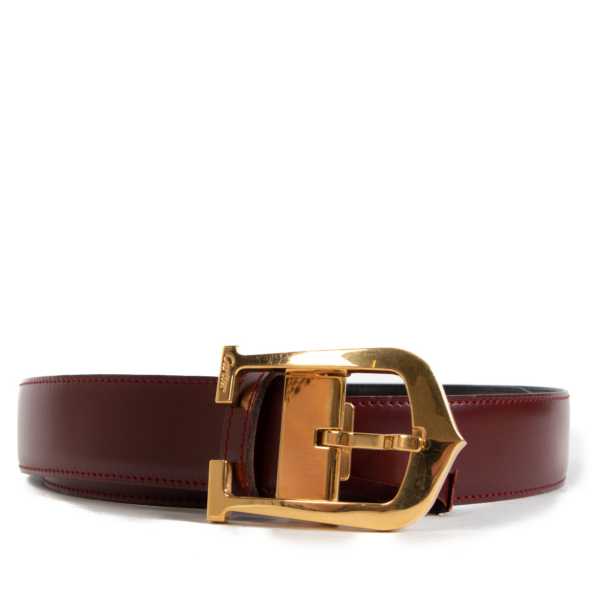 Cartier Burgundy Belt - size 85 for the best price at Labellov secondhand luxury in Antwerp