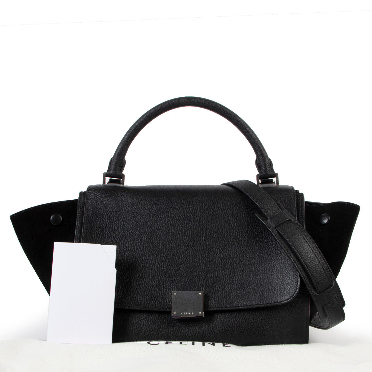 Shop safe online at Labellov in Antwerp this 100% authentic second hand Celine Black Leather Trapeze Shoulder Bag in very good, excellent condition.