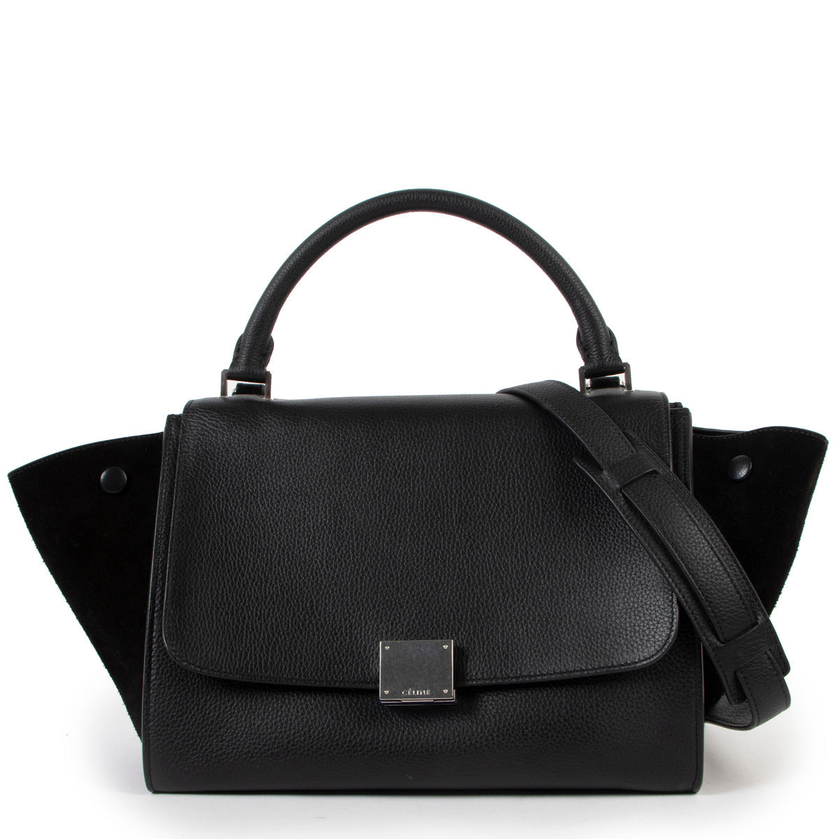 Shop safe online at Labellov in Antwerp this 100% authentic second hand Celine Black Leather Trapeze Shoulder Bag in very good, excellent condition.