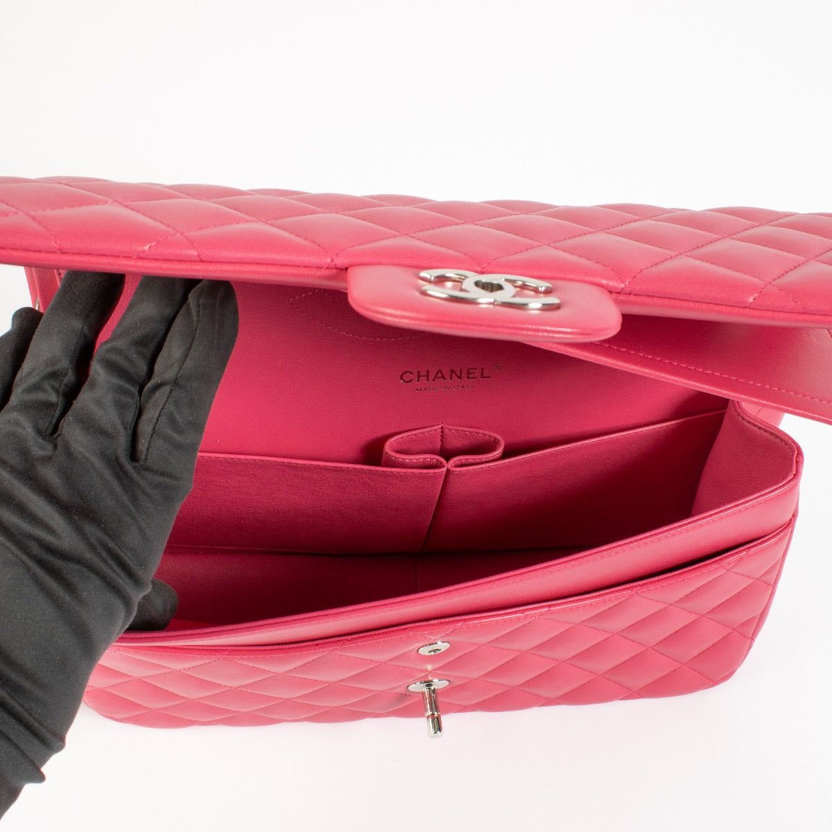 Chanel Pink Lambskin Large Classic Handbag