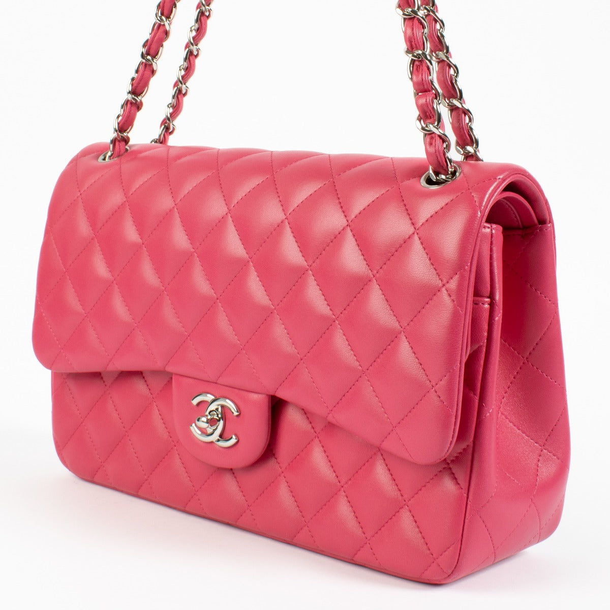 Chanel Pink Lambskin Large Classic Handbag
