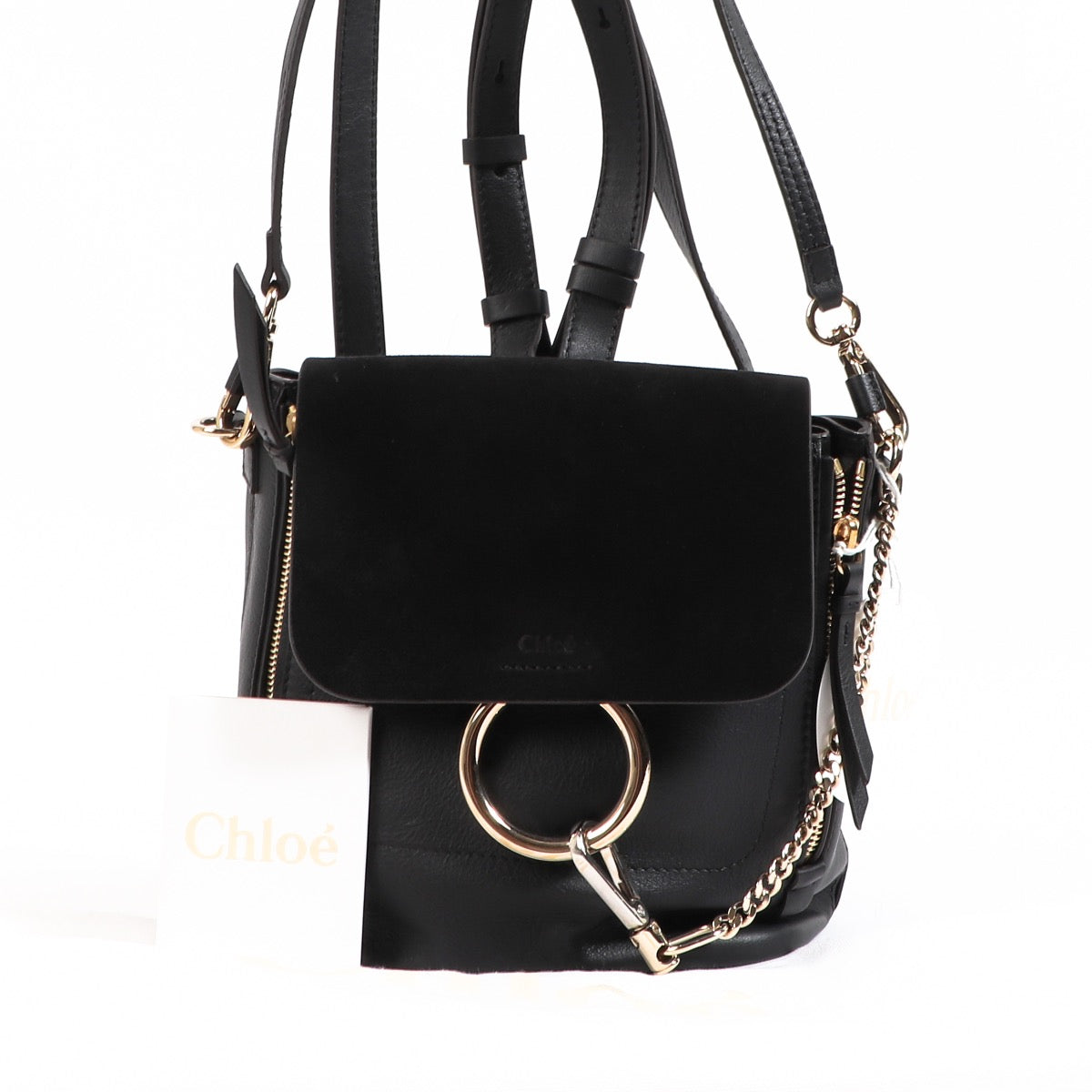 Buy an authentic Chloé Black Mini Faye Backpack in brand new condition at Labellov in Antwerp.