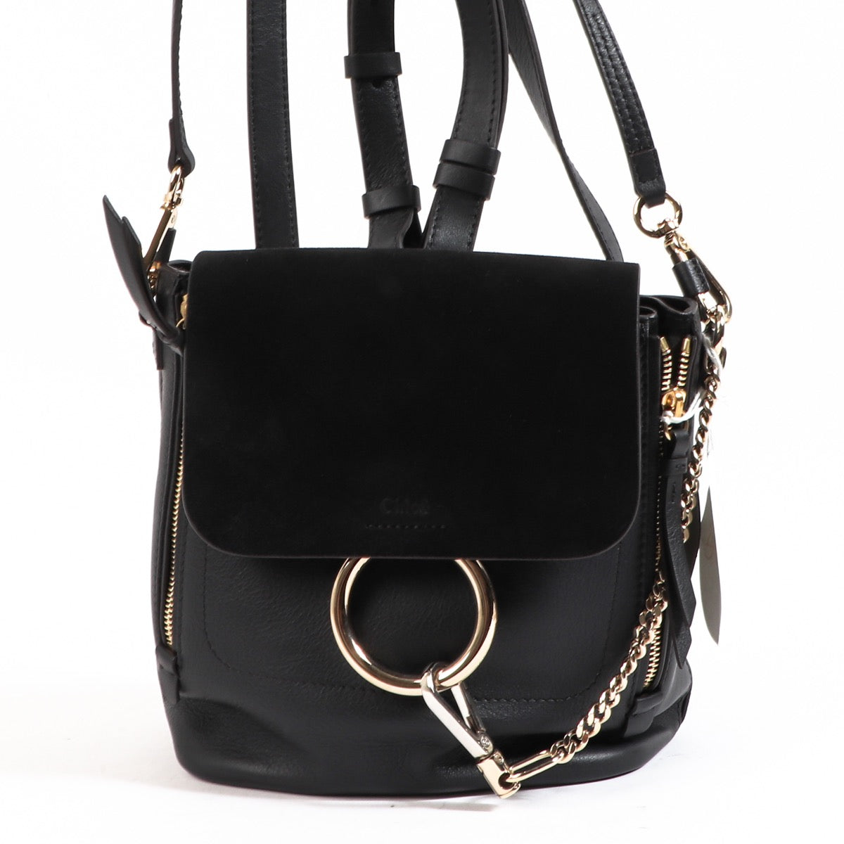 Buy an authentic Chloé Black Mini Faye Backpack in brand new condition at Labellov in Antwerp.