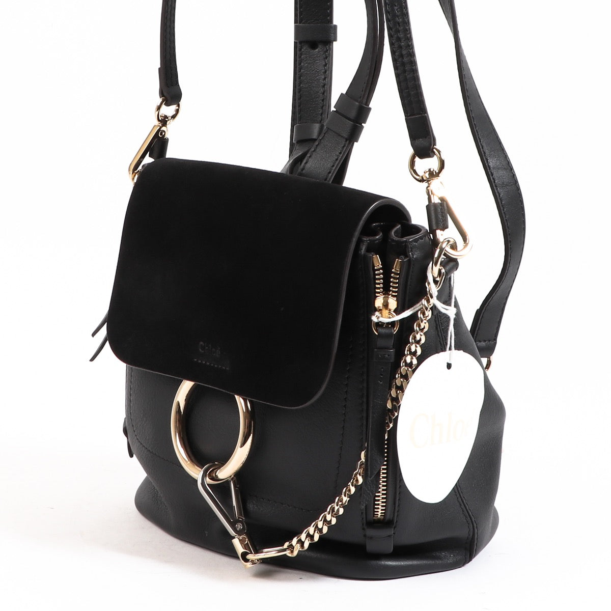Buy an authentic Chloé Black Mini Faye Backpack in brand new condition at Labellov in Antwerp.