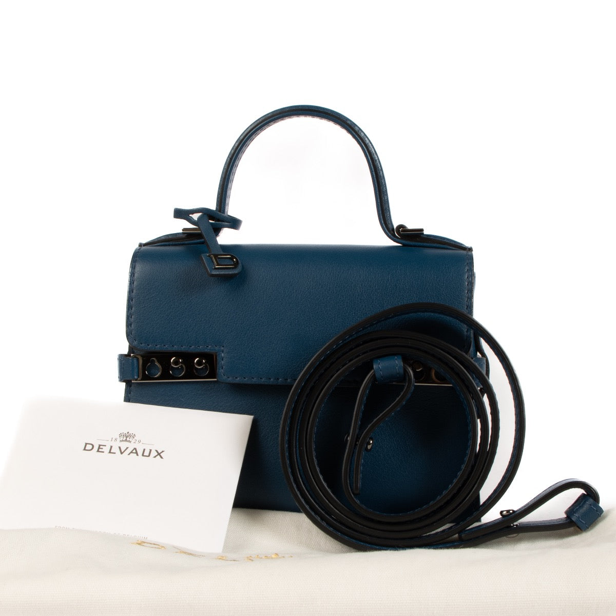 Shop 100% authentic second-hand Delvaux Blue Souple Calf Tempête Micro Bag on Labellov.com