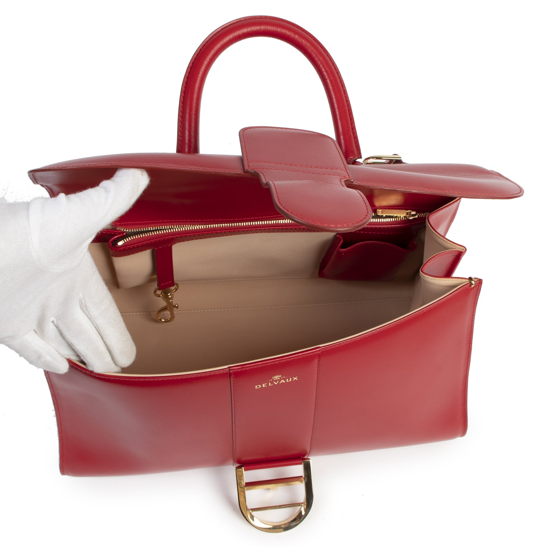 Authentique seconde-main vintage Delvaux Brillant East West Lipstick Bag achète en ligne webshop LabelLOV