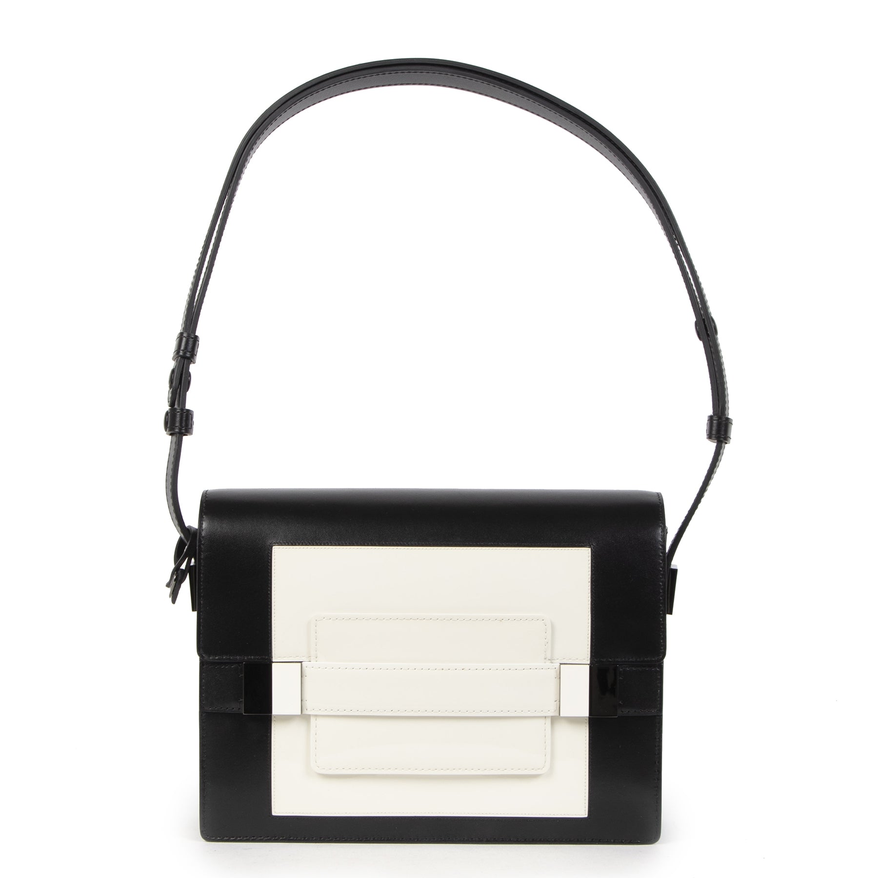 Sac porté épaule Madame PM Delvaux noir et blanc