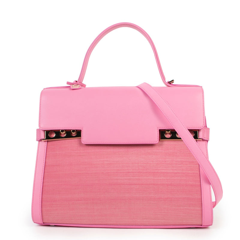 Shop safe online 100% authentic second hand Delvaux Tempête GM Toile de Crin Polo Flamingo at Labellov in Antwerp.