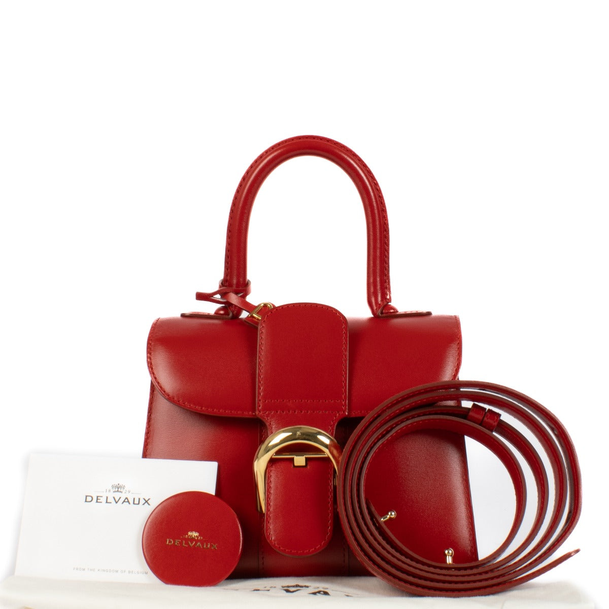 Shop safe online at Labellov in Antwerp, Brussels and Knokke this 100% authentic second hand Delvaux Lipstick Box Calf Brillant Mini Bag