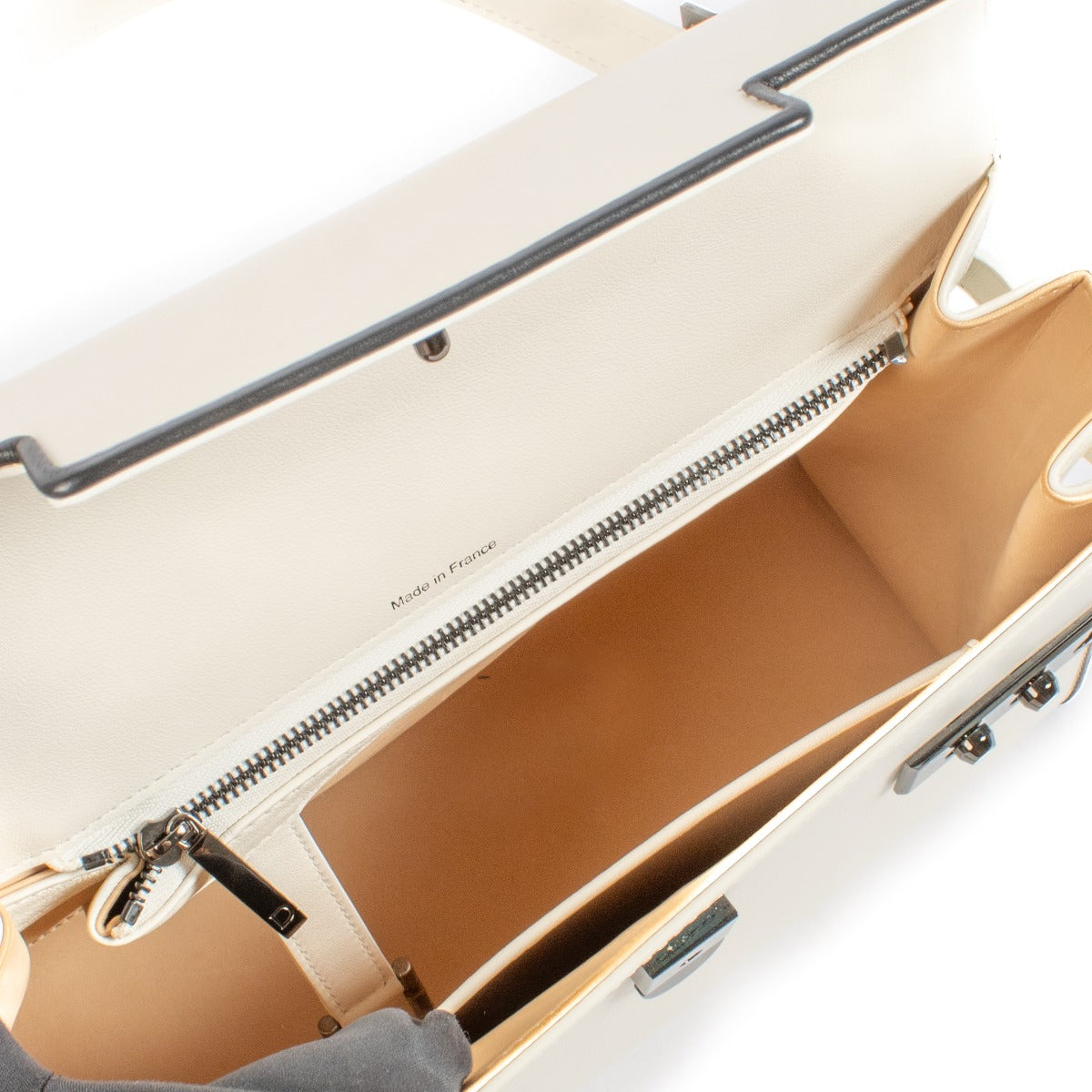 Delvaux Ivory & Black Box Calf Tempête MM Illusion