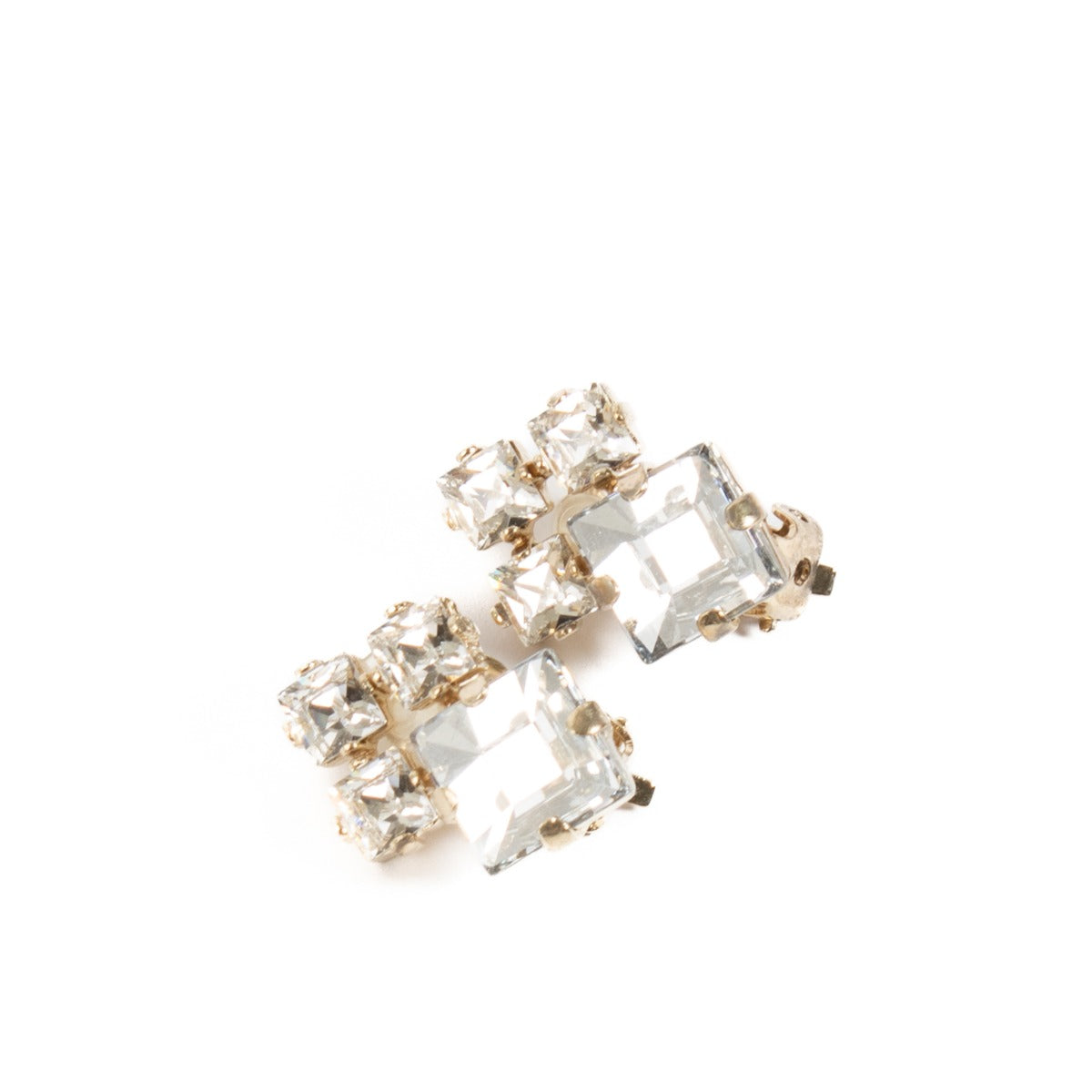 Christian Dior Gold Crystal Clip On Earrings