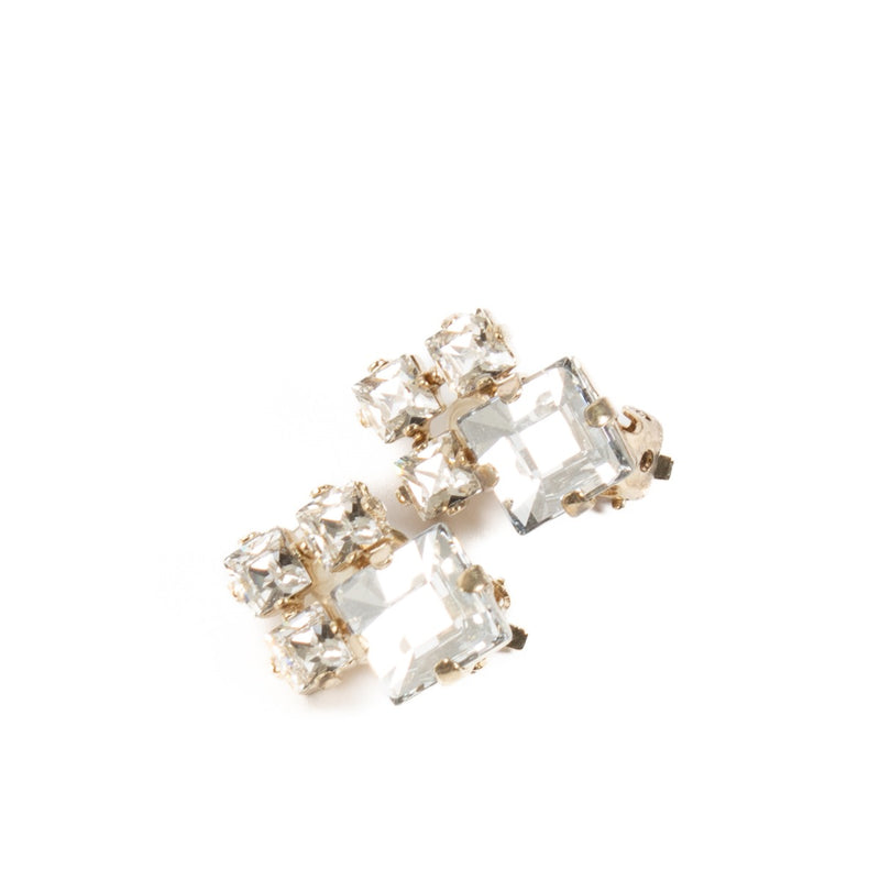 Christian Dior Gold Crystal Clip On Earrings