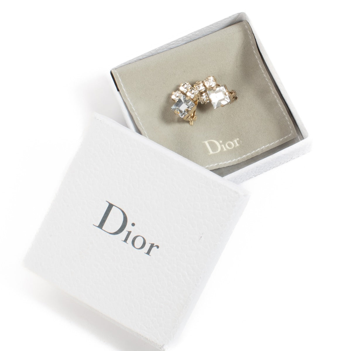 Christian Dior Gold Crystal Clip On Earrings