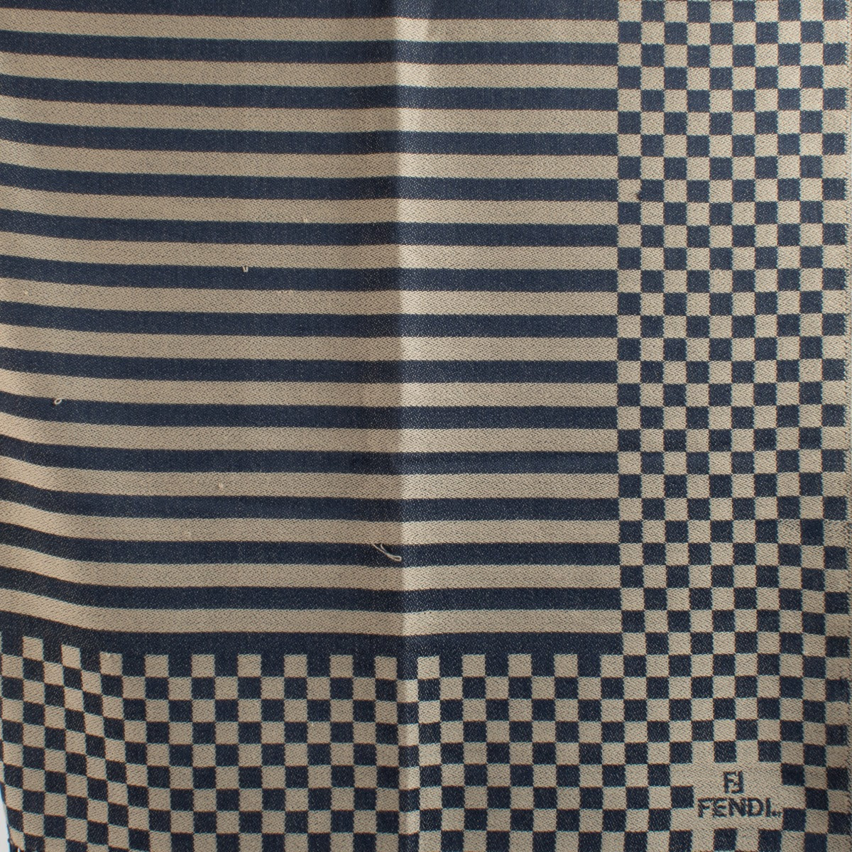 Fendi Blauw geruit met franjes
