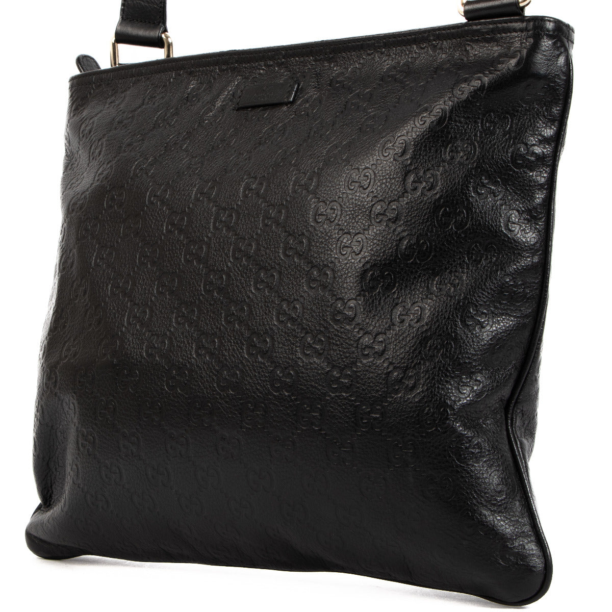Gucci Black Guccissima Leather Messenger Bag