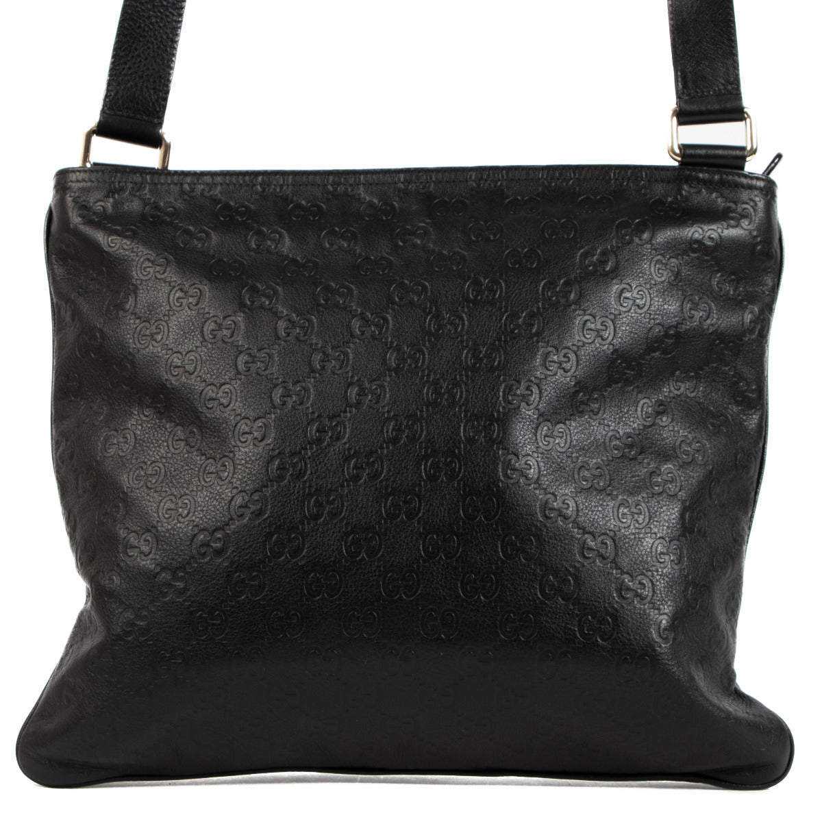 Gucci Black Monogram Leather Messenger Bag
