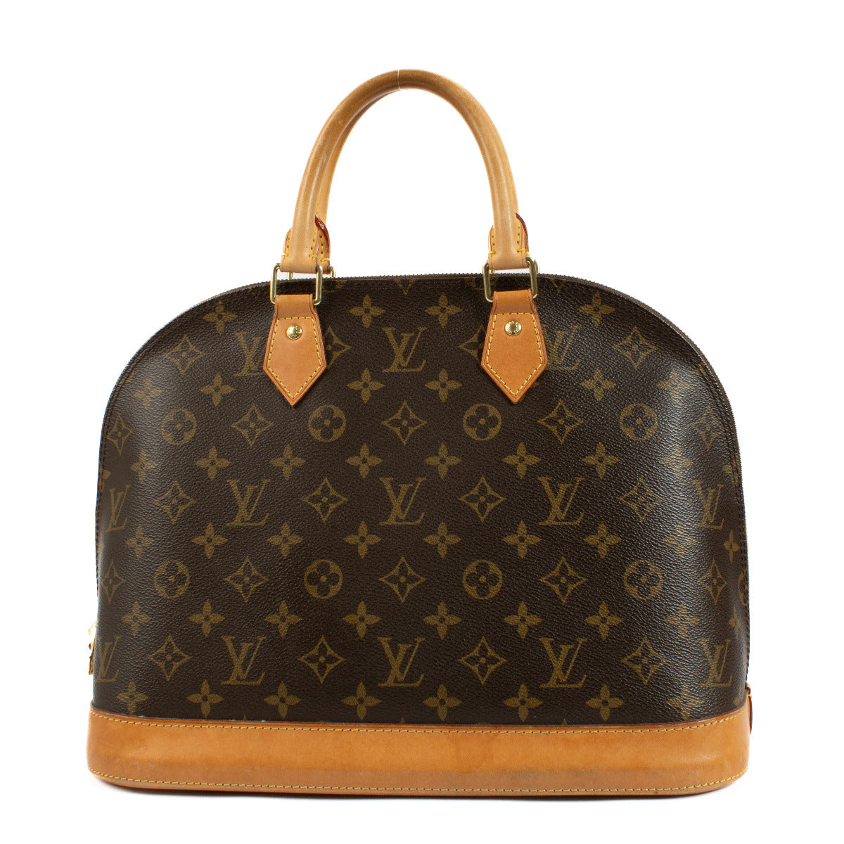Classic elegance meets everyday functionality with this Louis Vuitton Monogram Alma MM Top Handle Bag. Featuring the iconic LV monogram canvas, this timeless design is accented by smooth leather trim and gleaming gold-tone hardware. Its structured silhoue