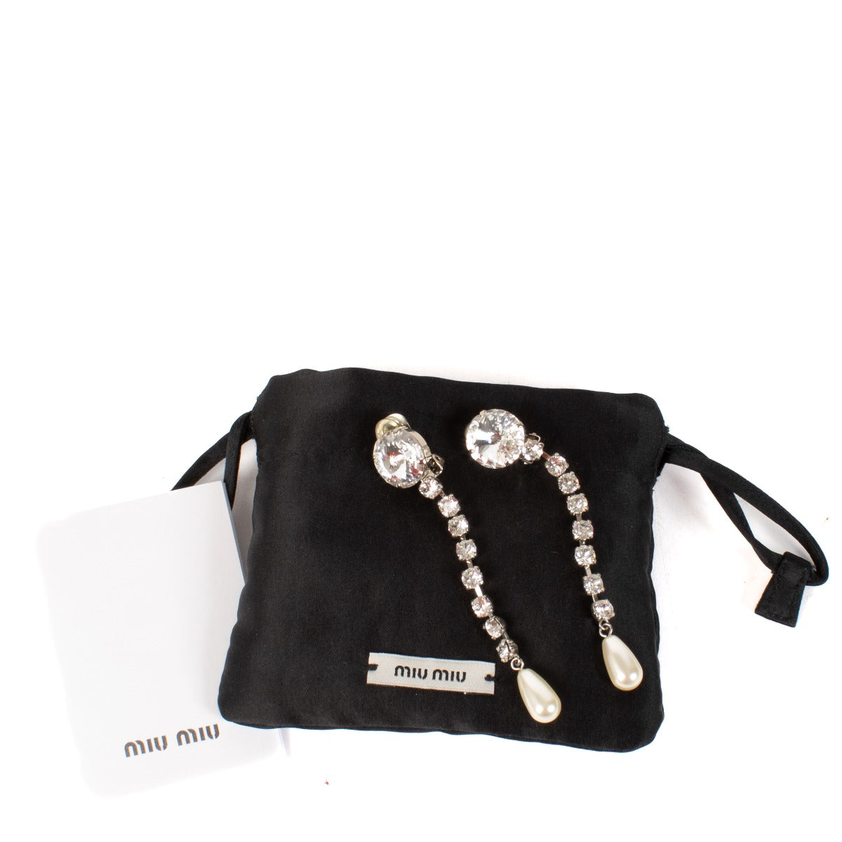 Miu Miu Crystal Pearl Drop Earrings