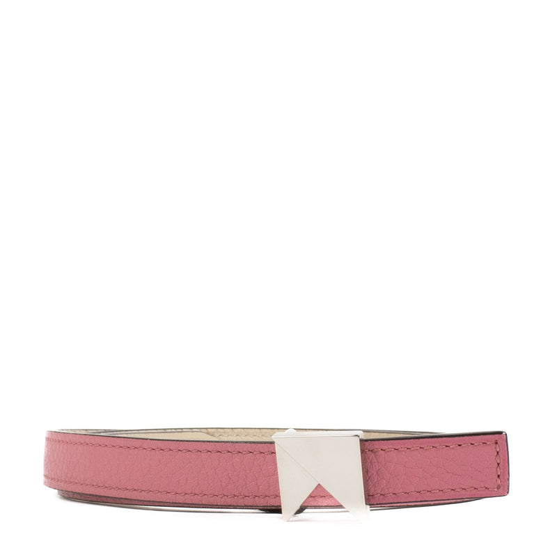 Moynat Pink/Beige Leather Reversible Belt - size 80