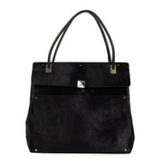Valentino Garavani Black Pony Hair Stud Tote Bag