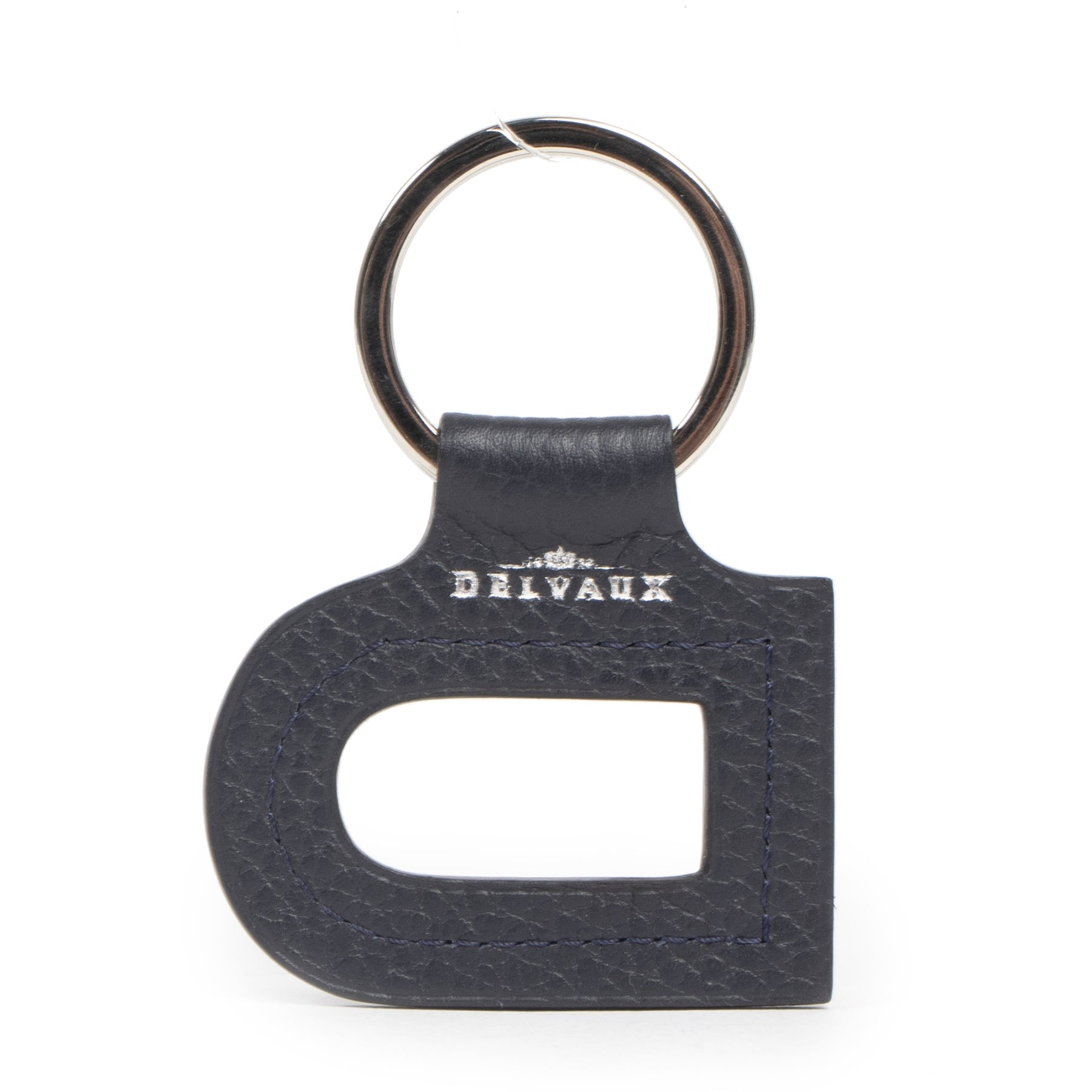 Authentieke tweedehands vintage Delvaux Black D Keyring koop online webshop LabelLOV