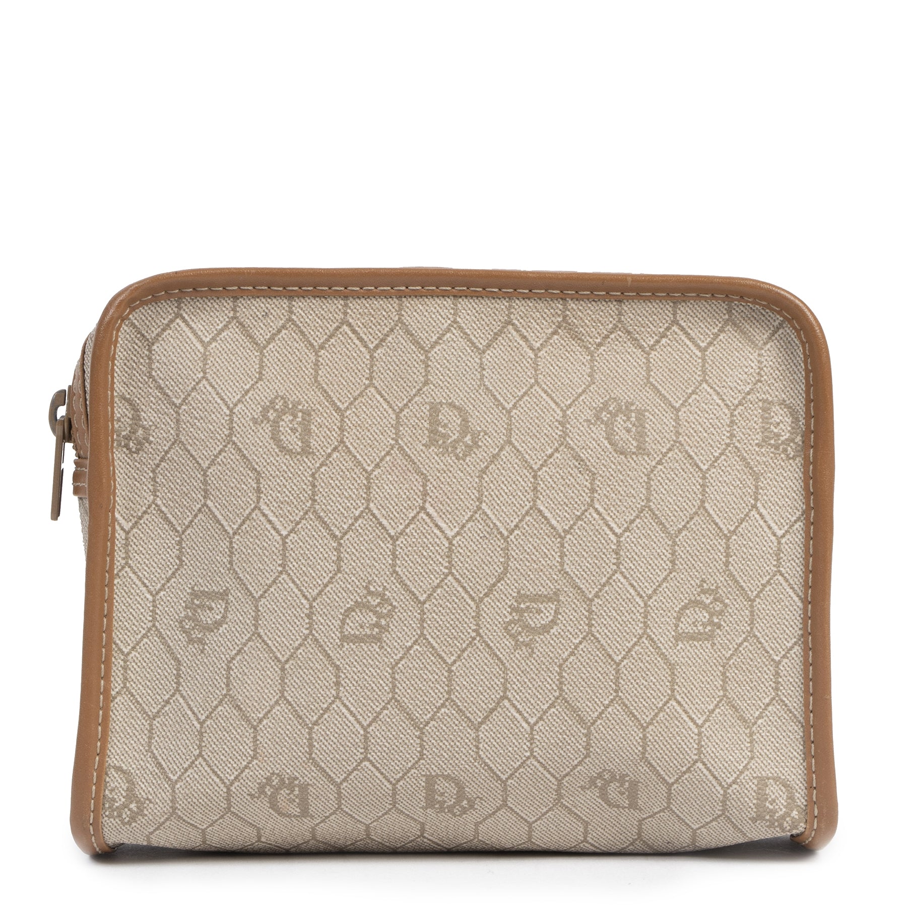 Authentic second-hand vintage Dior Beige Honeycomb Cosmetic Case buy online webshop LabelLOV