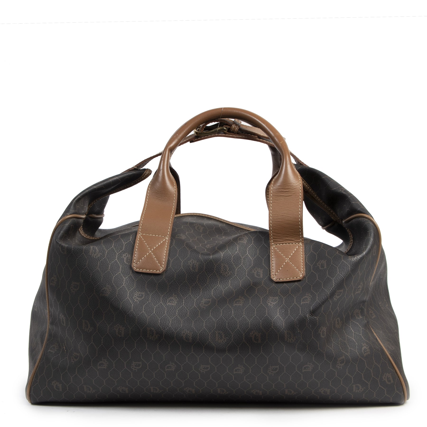 Authentic second-hand vintage Dior Grey Honeycomb Travel Bag buy online webshop LabelLOV