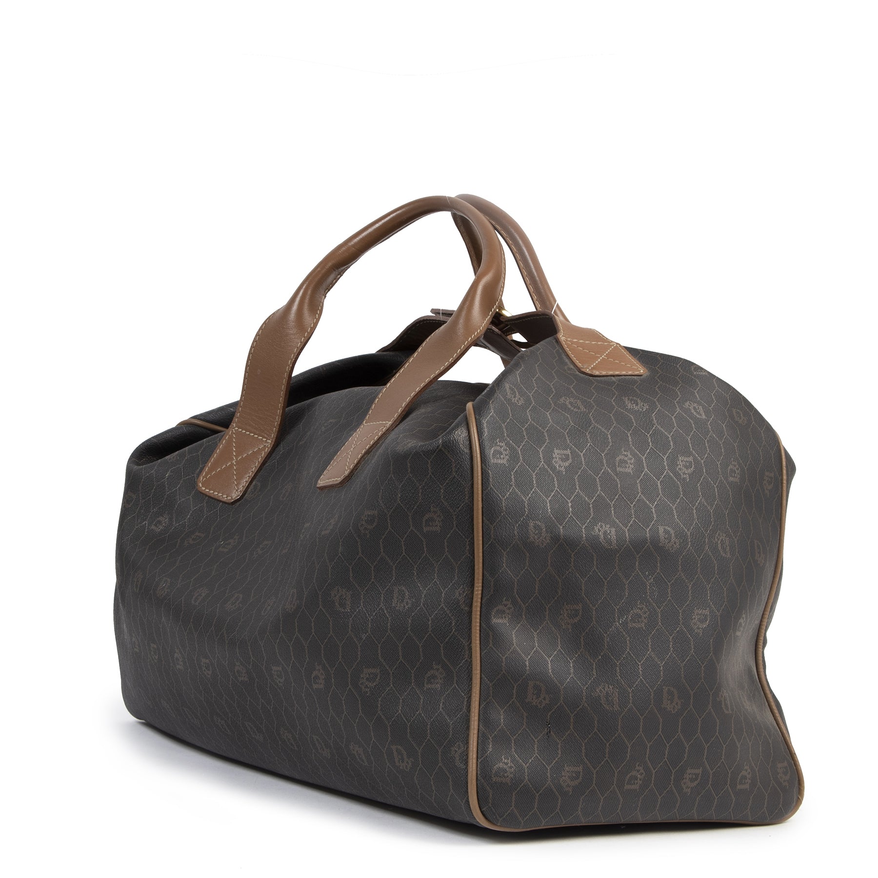 Authentic second-hand vintage Dior Grey Honeycomb Travel Bag buy online webshop LabelLOV