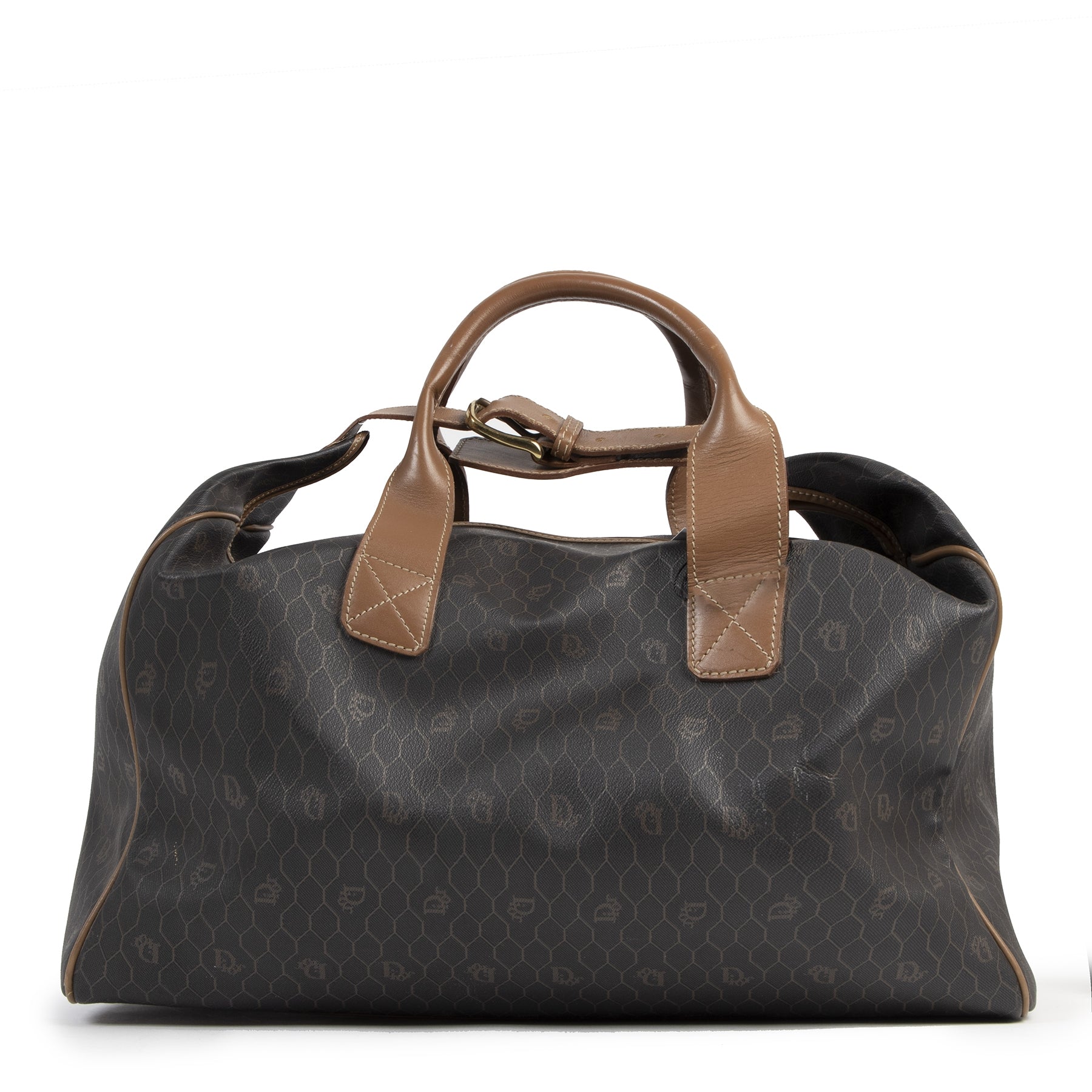 Authentic second-hand vintage Dior Grey Honeycomb Travel Bag buy online webshop LabelLOV