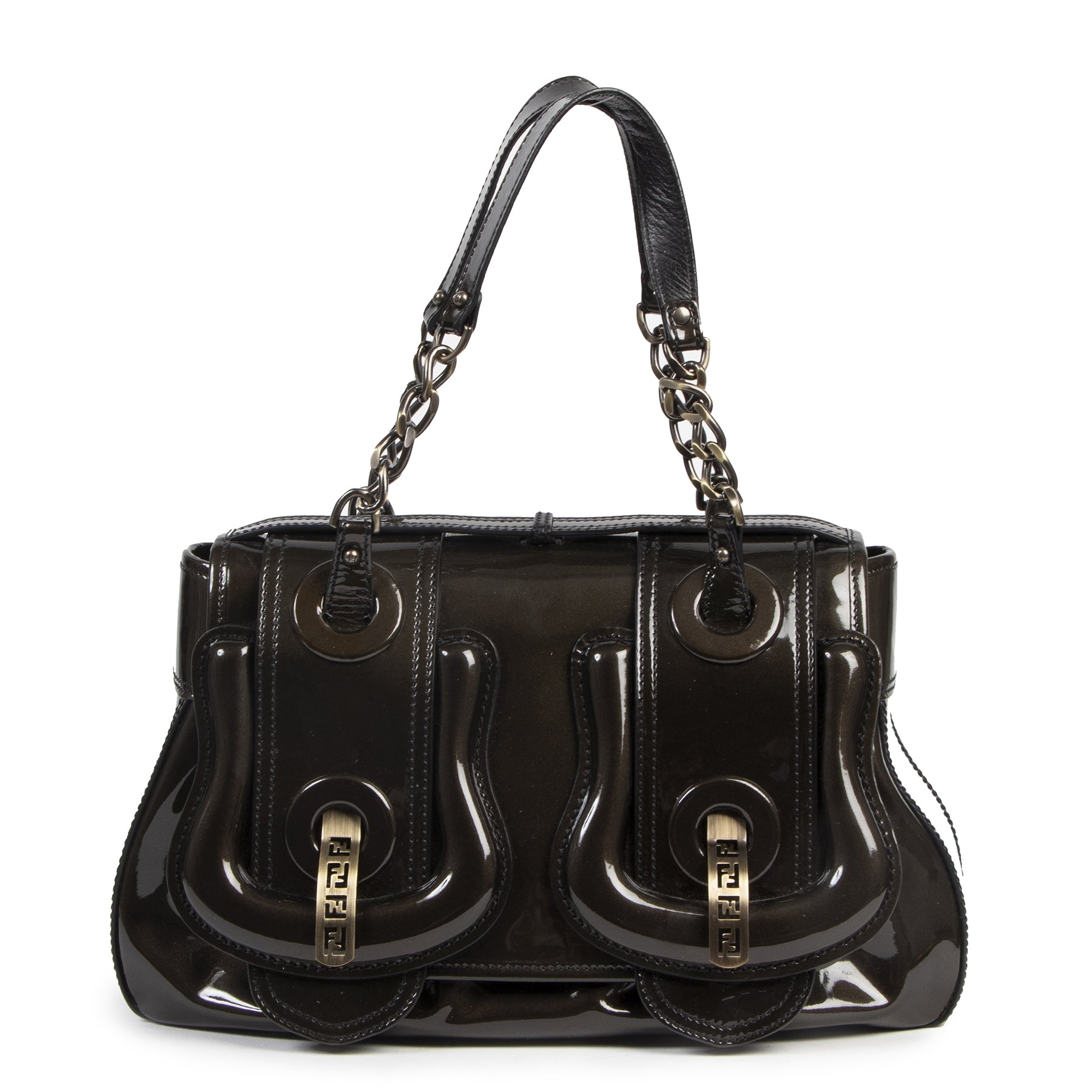 Fendi Patent B. Brownish Metallic Shoulder Bag pour le meilleur prix chez Labellov