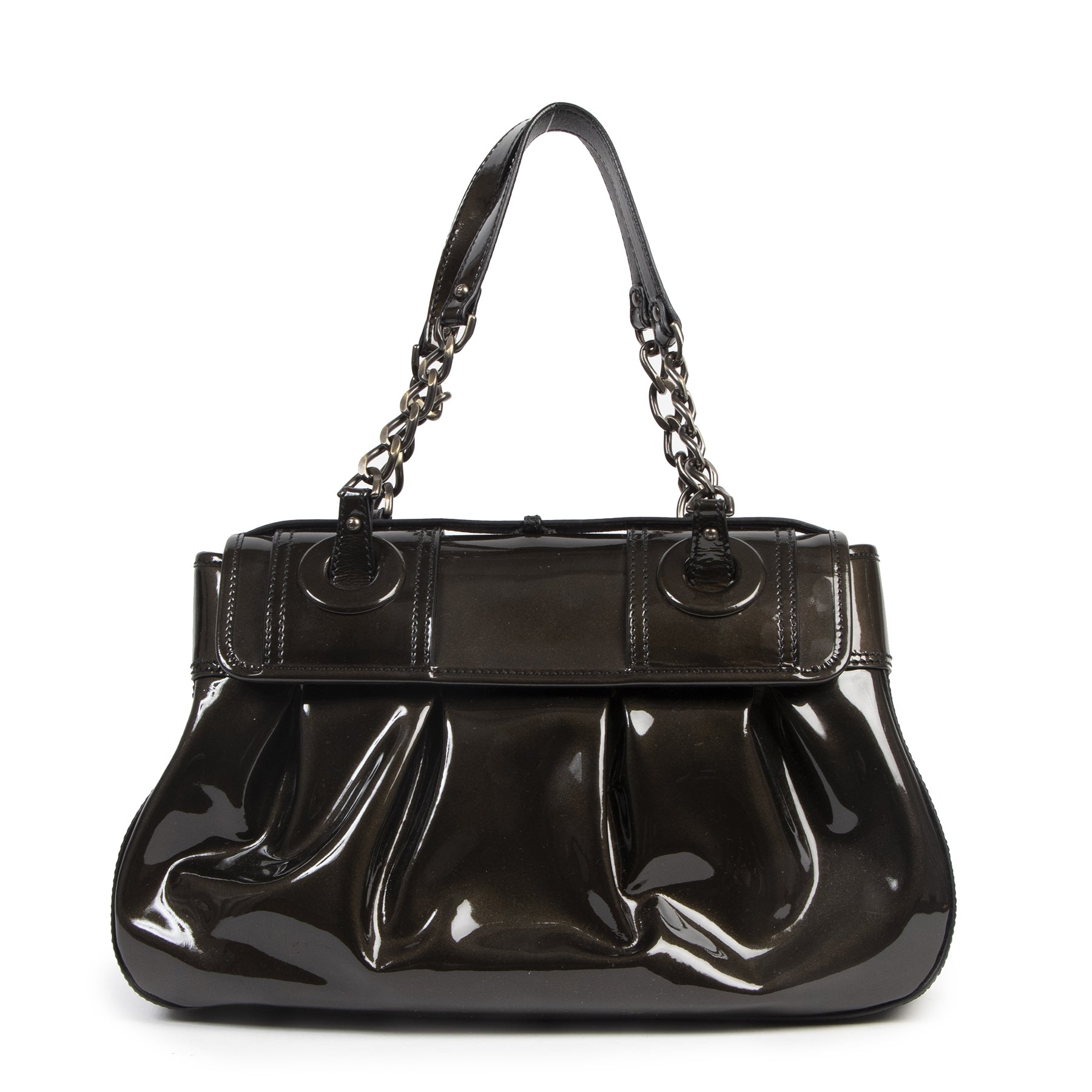 Are you looking for an authentic Fendi Patent B. Brownish Metallic Shoulder Bag?
